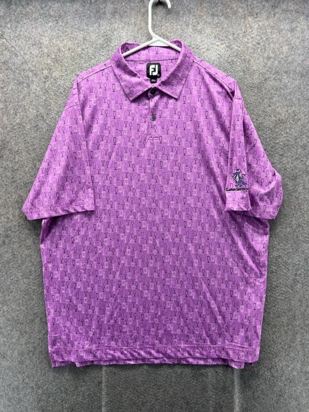 Gator Invitational Polo Shirt Mens XL Purple Golf FootJoy All Over Print